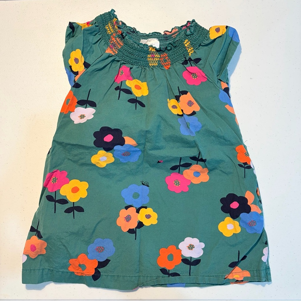 Hanna Andersson Green Floral Kids Dress